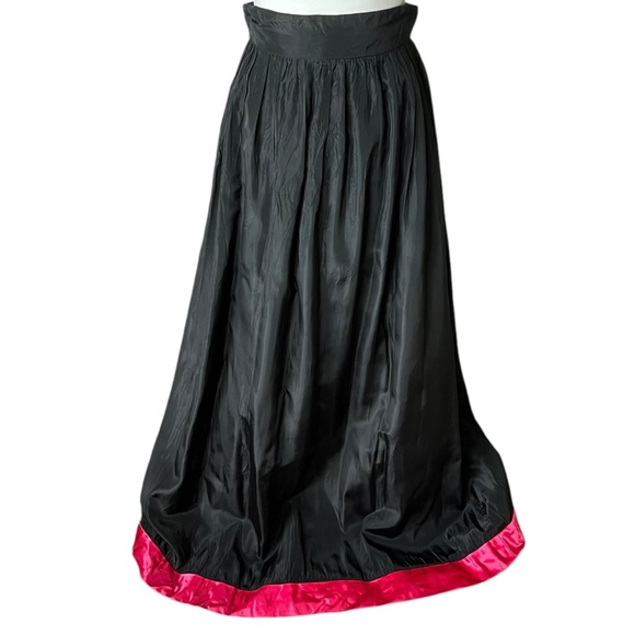 VTG 50s 60s Lee Jordan black hot pink taffeta maxi skirt formal women 26” - Picture 1 of 9